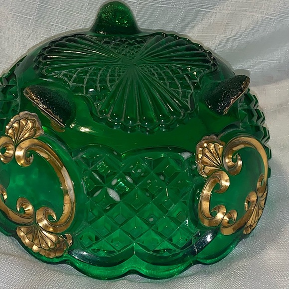 Antique Riverside Croesus Emerald Green Master Bowl Gold...